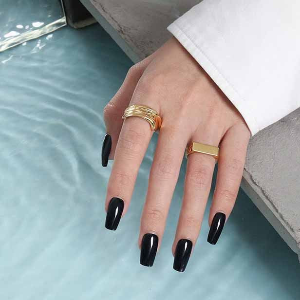 Lovcia Gold Tone 925 Ring Adjustable Rectangle Chain-Rings-Yellow Gold-Yellow Gold