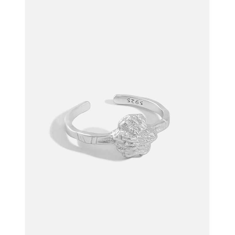 Lovcia Gold Tone 925 Silver Adjustable Ring Irregular Stone-Rings-Yellow Gold-Yellow Gold