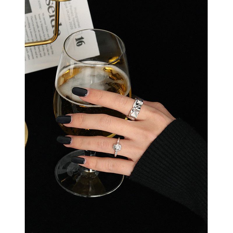 Lovcia Gold Tone 925 Silver Adjustable Ring Irregular Stone-Rings-Yellow Gold-Yellow Gold