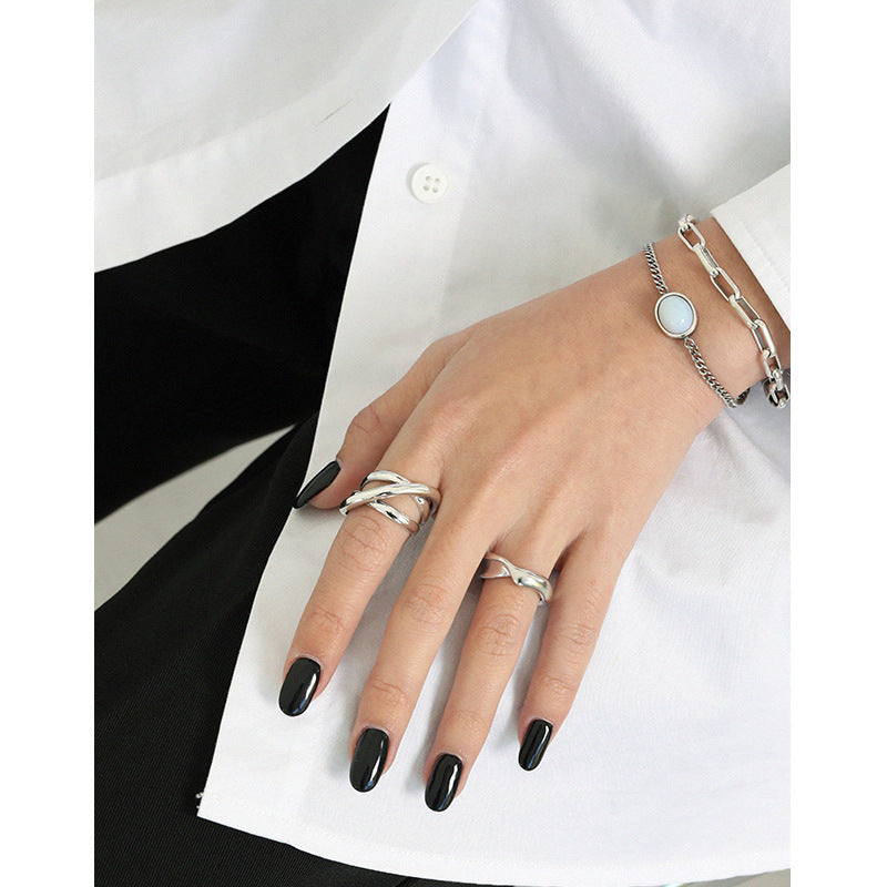 Lovcia Gold Tone 925 Silver Adjustable Ring Triple Cross-Rings-Yellow Gold-Yellow Gold