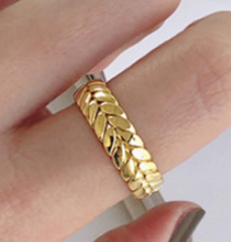 Lovcia Gold Tone 925 Silver Adjustable Twisted Wheat Ring-Rings-Yellow Gold-Yellow Gold