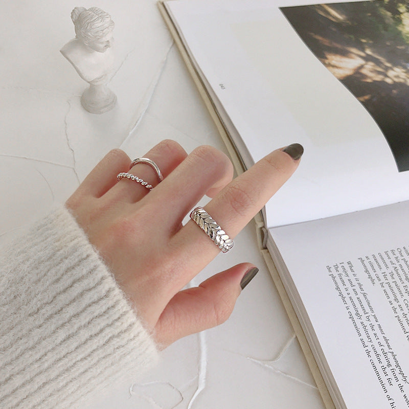 Lovcia Gold Tone 925 Silver Adjustable Twisted Wheat Ring-Rings-Yellow Gold-Yellow Gold