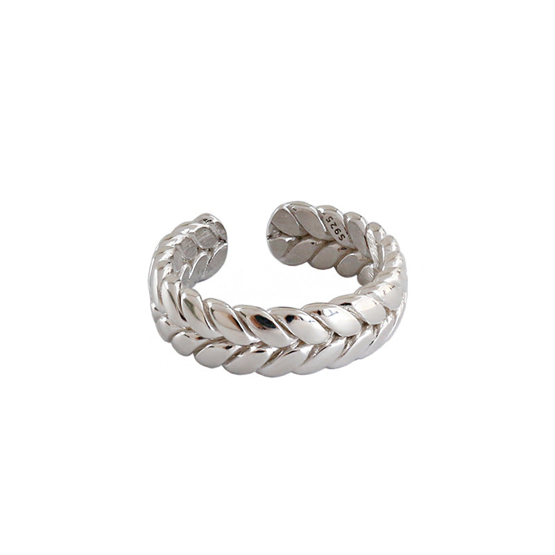 Lovcia Gold Tone 925 Silver Adjustable Twisted Wheat Ring-Rings-Yellow Gold-Yellow Gold