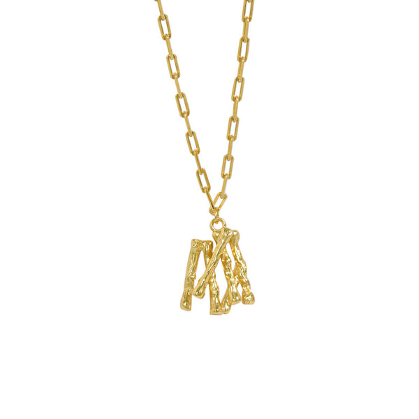 Lovcia Gold Tone 925 Silver Necklace Branch Pendant-Necklaces-Yellow Gold-Yellow Gold