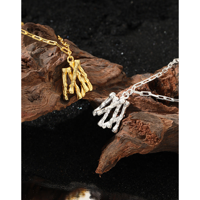 Lovcia Gold Tone 925 Silver Necklace Branch Pendant-Necklaces-Yellow Gold-Yellow Gold