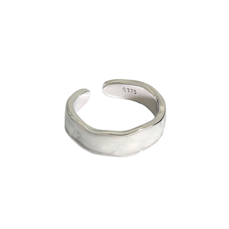 Lovcia Gold Tone 925 Sterling Silver Adjustable Epoxy Ring-Rings-Rhodium & White Epoxy-Rhodium & White Epoxy