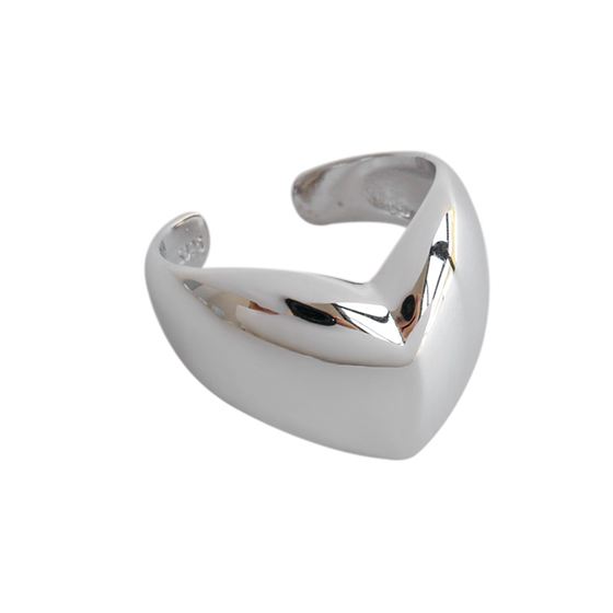 Lovcia Gold Tone 925 Sterling Silver Adjustable Heart Ring-Rings-Yellow Gold-