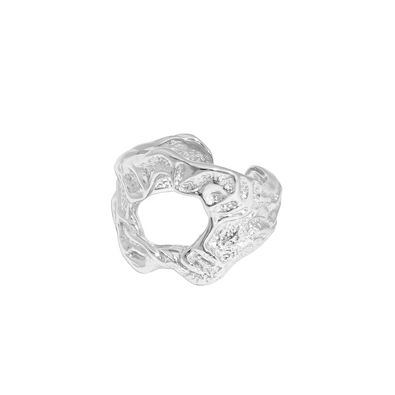Lovcia Gold Tone 925 Sterling Silver Adjustable O Shape Ring-Rings-Rhodium-Rhodium