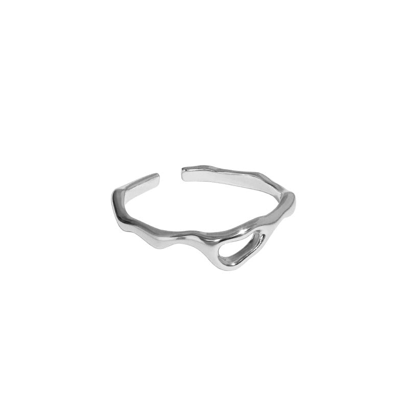 Lovcia Gold Tone 925 Sterling Silver Adjustable Open Ring-Rings-Silver-Silver