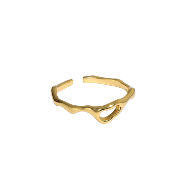 Lovcia Gold Tone 925 Sterling Silver Adjustable Open Ring-Rings-Yellow Gold-Yellow Gold