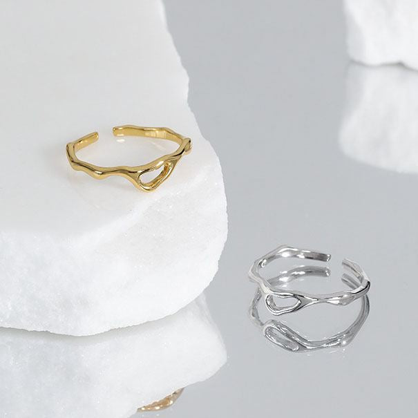 Lovcia Gold Tone 925 Sterling Silver Adjustable Open Ring-Rings-Yellow Gold-Yellow Gold
