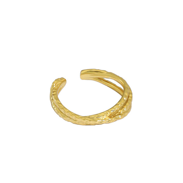 Lovcia Gold Tone 925 Sterling Silver Adjustable Ring 16.9mm-Rings-Yellow Gold-Yellow Gold