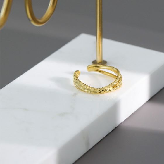 Lovcia Gold Tone 925 Sterling Silver Adjustable Ring 16.9mm-Rings-Yellow Gold-Yellow Gold