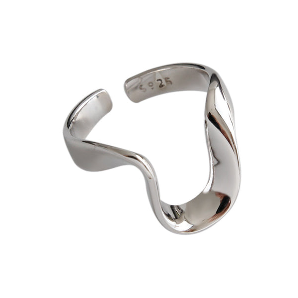 Lovcia Gold Tone 925 Sterling Silver Adjustable Ring-Rings-Rhodium-Rhodium