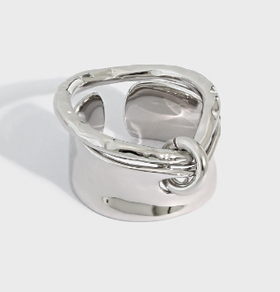 Lovcia Gold Tone 925 Sterling Silver Adjustable Ring-Rings-Rhodium-Rhodium
