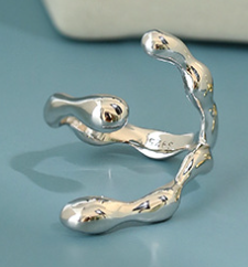 Lovcia Gold Tone 925 Sterling Silver Adjustable Ring-Rings-Rhodium-Rhodium