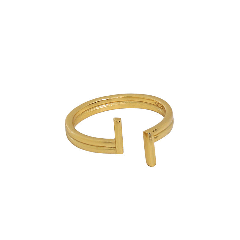 Lovcia Gold Tone 925 Sterling Silver Adjustable Ring TT-Rings-Yellow Gold-Yellow Gold