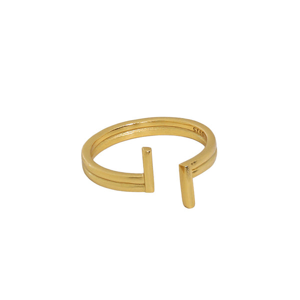 Lovcia Gold Tone 925 Sterling Silver Adjustable Ring TT-Rings-Yellow Gold-Yellow Gold