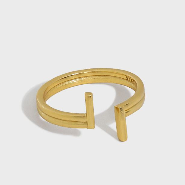 Lovcia Gold Tone 925 Sterling Silver Adjustable Ring TT-Rings-Yellow Gold-Yellow Gold