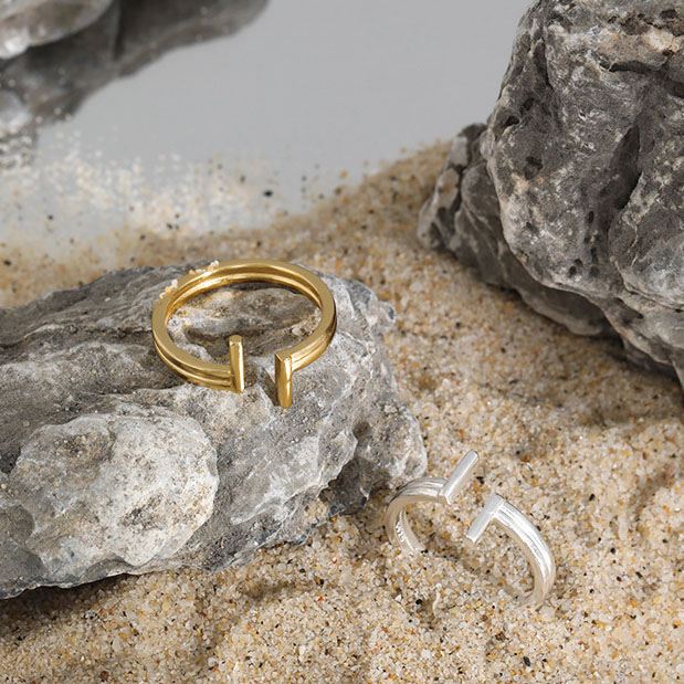 Lovcia Gold Tone 925 Sterling Silver Adjustable Ring TT-Rings-Yellow Gold-Yellow Gold