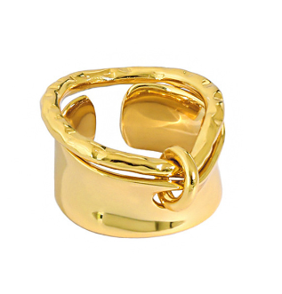 Lovcia Gold Tone 925 Sterling Silver Adjustable Ring-Rings-Yellow Gold-Yellow Gold