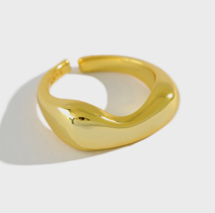 Lovcia Gold Tone 925 Sterling Silver Adjustable Ring-Rings-Yellow Gold-Yellow Gold