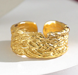 Lovcia Gold Tone 925 Sterling Silver Adjustable Ring-Rings-Yellow Gold-