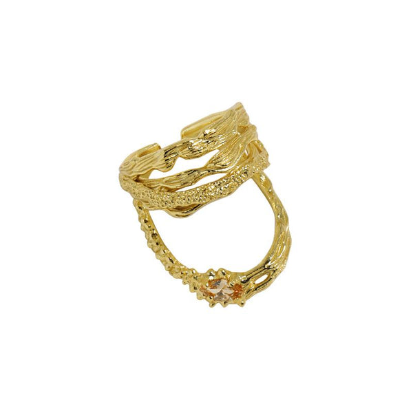 Lovcia Gold Tone 925 Sterling Silver Adjustable Ring-Rings-Yellow Gold-Yellow Gold