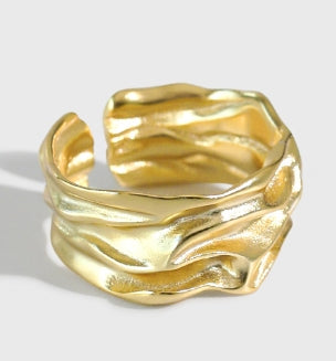 Lovcia Gold Tone 925 Sterling Silver Adjustable Ring-Rings-Yellow Gold-Yellow Gold