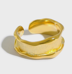 Lovcia Gold Tone 925 Sterling Silver Adjustable Ring-Rings-Yellow Gold-Yellow Gold