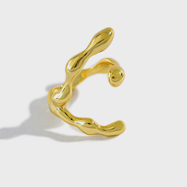 Lovcia Gold Tone 925 Sterling Silver Adjustable Ring-Rings-Yellow Gold-Yellow Gold