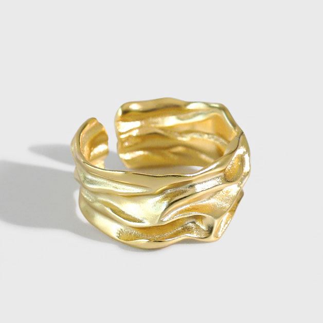 Lovcia Gold Tone 925 Sterling Silver Adjustable Ring-Rings-Yellow Gold-Yellow Gold