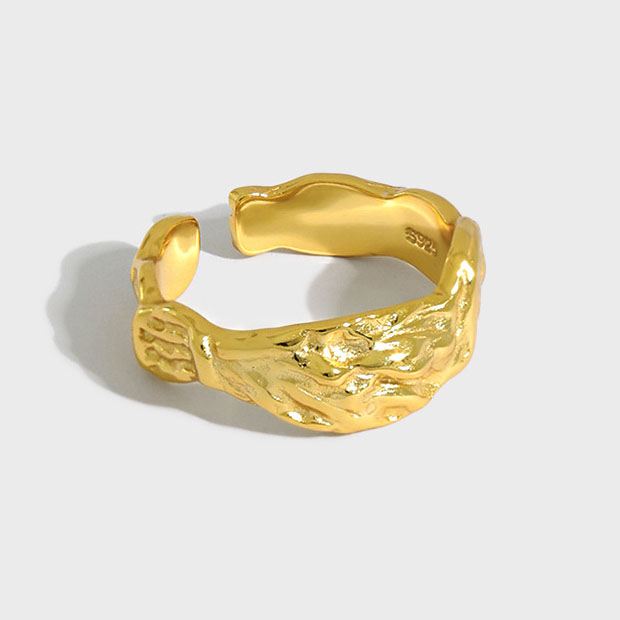 Lovcia Gold Tone 925 Sterling Silver Adjustable Ring-Rings-Yellow Gold-Yellow Gold