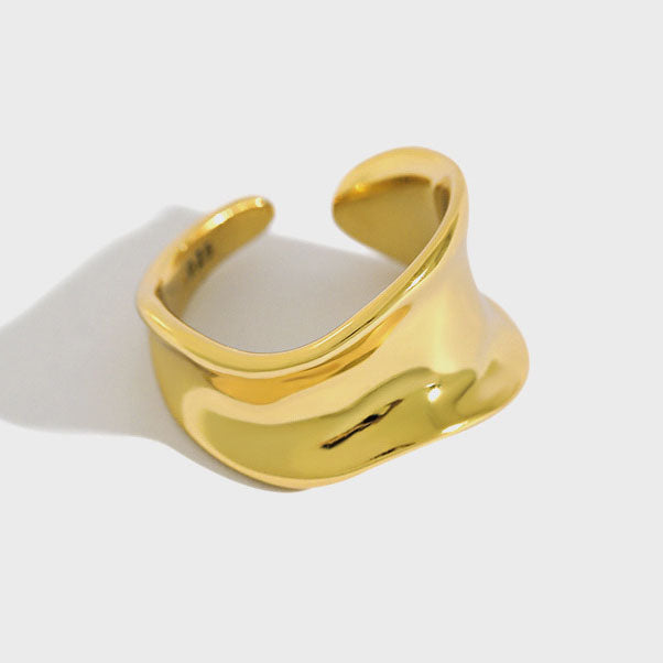 Lovcia Gold Tone 925 Sterling Silver Adjustable Ring-Rings-Yellow Gold-Yellow Gold