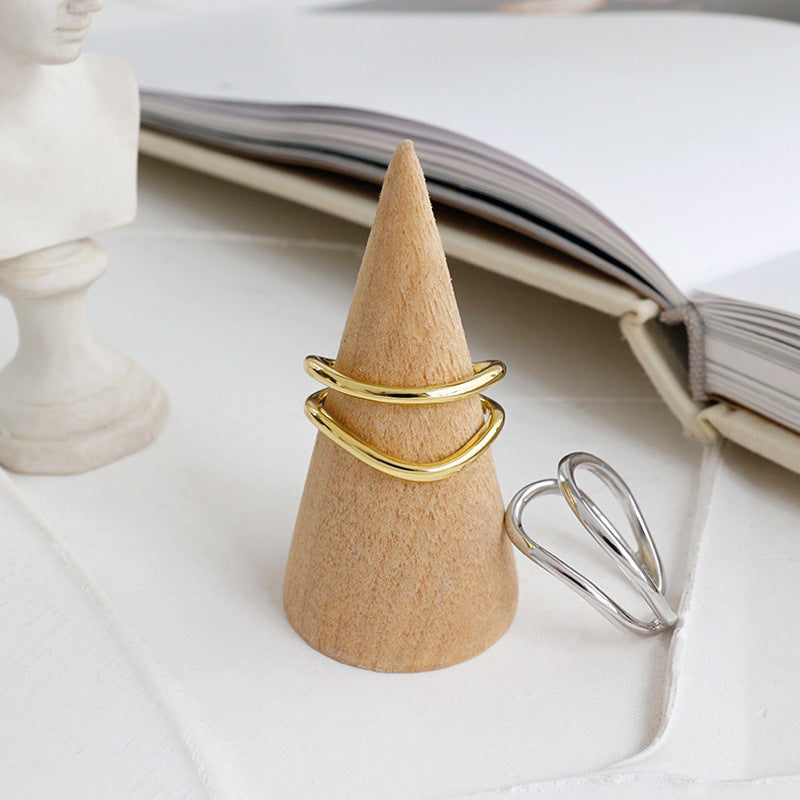 Lovcia Gold Tone 925 Sterling Silver Adjustable Ring-Rings-Yellow Gold-Yellow Gold