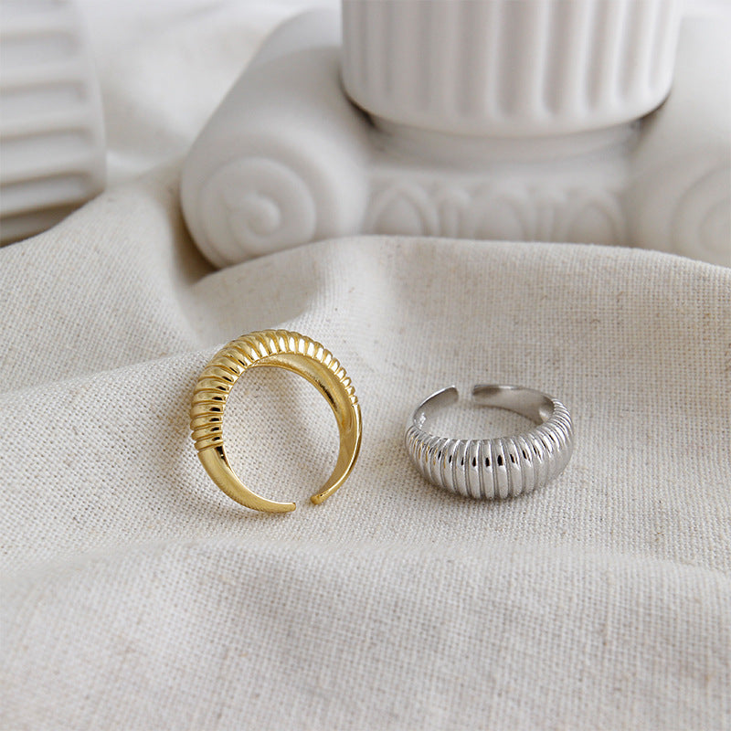 Lovcia Gold Tone 925 Sterling Silver Adjustable Ring-Rings-Yellow Gold-Yellow Gold