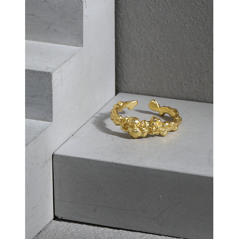 Lovcia Gold Tone 925 Sterling Silver Adjustable Ring-Rings-Yellow Gold-Yellow Gold