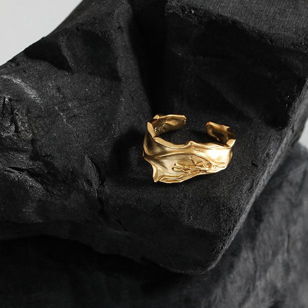 Lovcia Gold Tone 925 Sterling Silver Adjustable Ring-Rings-Yellow Gold-Yellow Gold