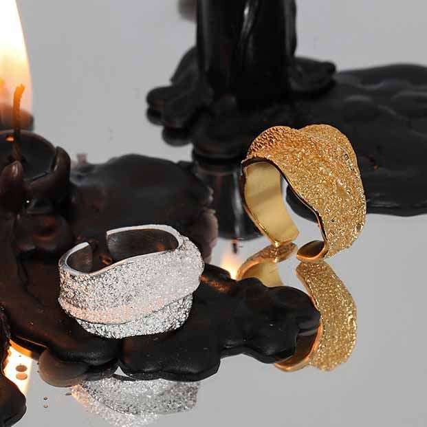 Lovcia Gold Tone 925 Sterling Silver Adjustable Ring-Rings-Yellow Gold-Yellow Gold