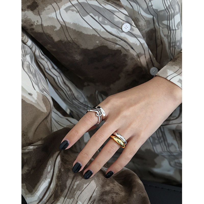 Lovcia Gold Tone 925 Sterling Silver Adjustable Ring-Rings-Yellow Gold-Yellow Gold