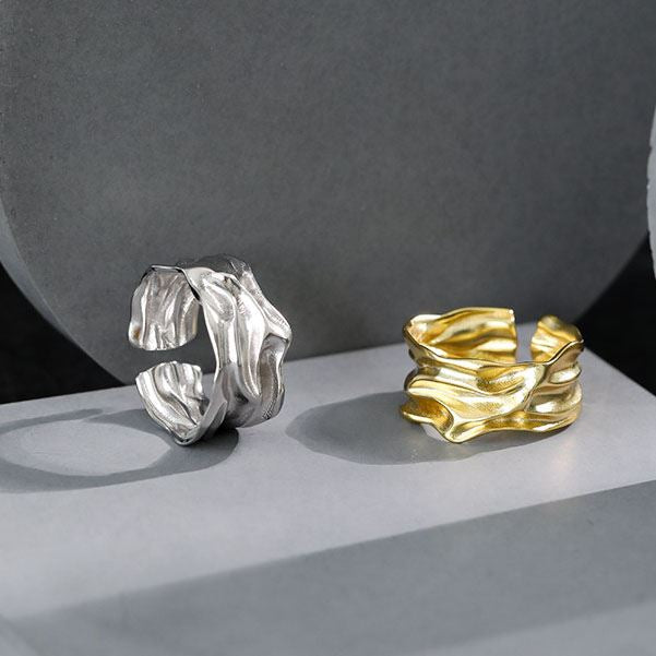 Lovcia Gold Tone 925 Sterling Silver Adjustable Ring-Rings-Yellow Gold-Yellow Gold