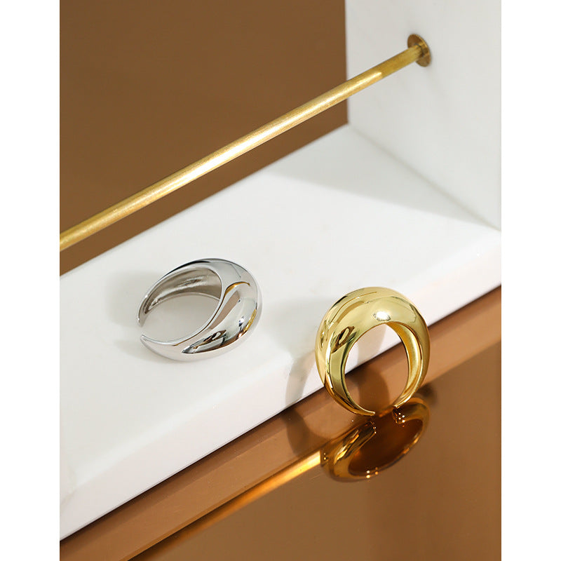 Lovcia Gold Tone 925 Sterling Silver Adjustable Ring-Rings-Yellow Gold-Yellow Gold