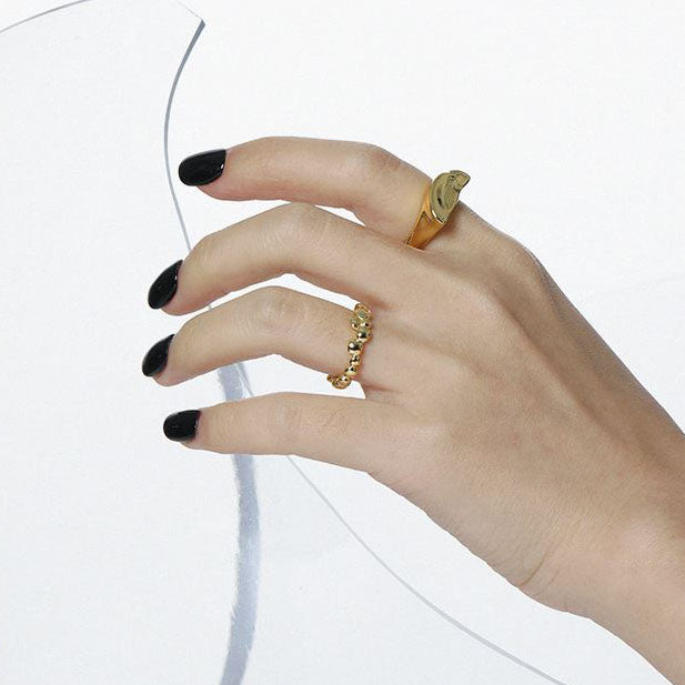 Lovcia Gold Tone 925 Sterling Silver Adjustable Ring-Rings-Yellow Gold-Yellow Gold