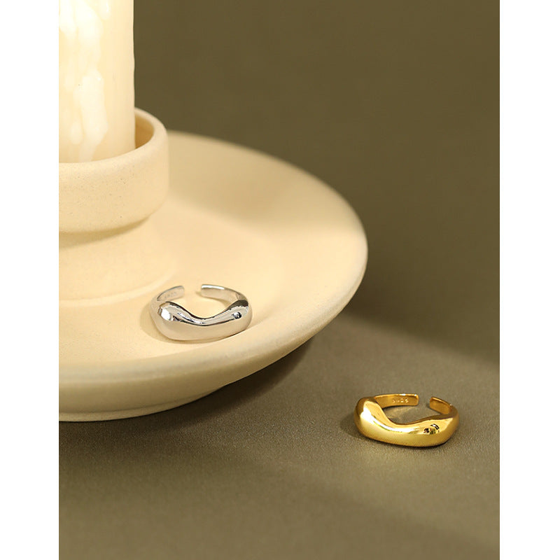 Lovcia Gold Tone 925 Sterling Silver Adjustable Ring-Rings-Yellow Gold-Yellow Gold