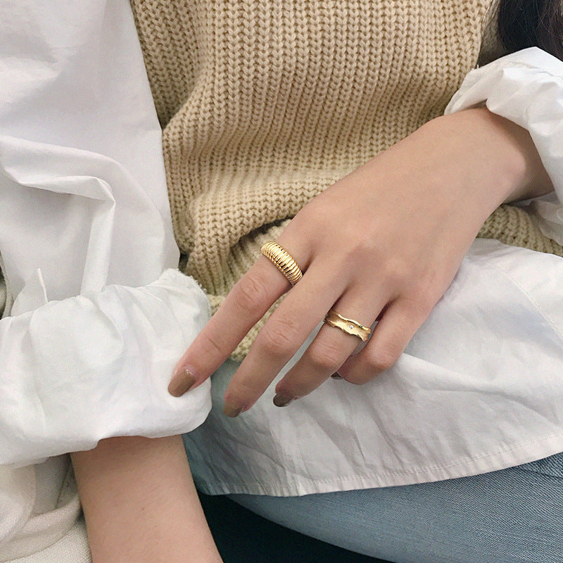 Lovcia Gold Tone 925 Sterling Silver Adjustable Ring-Rings-Yellow Gold-Yellow Gold