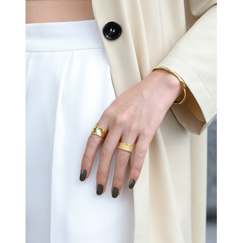 Lovcia Gold Tone 925 Sterling Silver Adjustable Ring-Rings-Yellow Gold-Yellow Gold