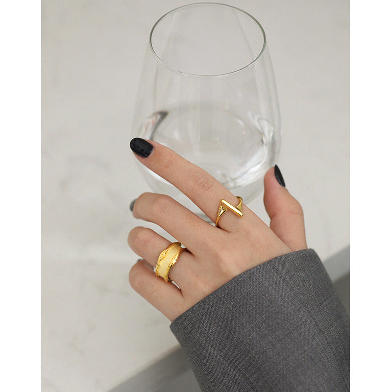 Lovcia Gold Tone 925 Sterling Silver Adjustable Ring-Rings-Yellow Gold-Yellow Gold