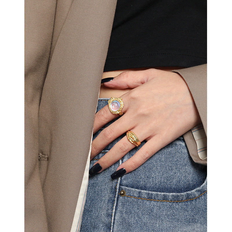 Lovcia Gold Tone 925 Sterling Silver Adjustable Ring-Rings-Yellow Gold-Yellow Gold