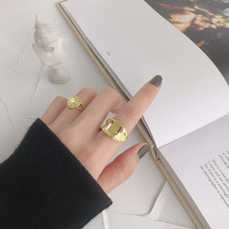 Lovcia Gold Tone 925 Sterling Silver Adjustable Ring-Rings-Yellow Gold-Yellow Gold