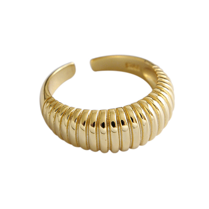 Lovcia Gold Tone 925 Sterling Silver Adjustable Ring-Rings-Yellow Gold-Yellow Gold